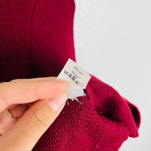 J CREW BURGUNDY TRIPLE TIPPED PULLOVER SWEATER 3 GAUGE WOOL STRIPES - Picture 7 of 8